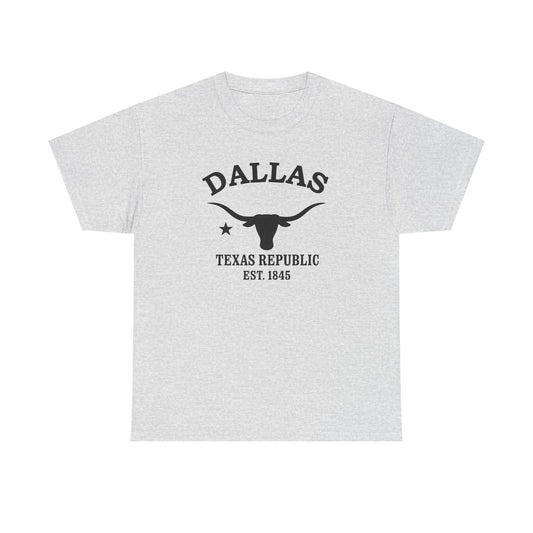 Dallas Texas Vintage Retro Unisex Heavy Cotton Tee - Black Logo