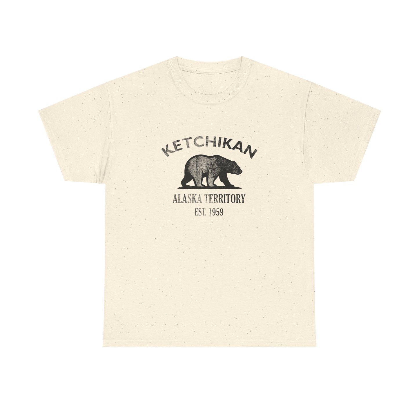 Ketchikan Alaska Vintage Retro Unisex Heavy Cotton Tee - Black Logo