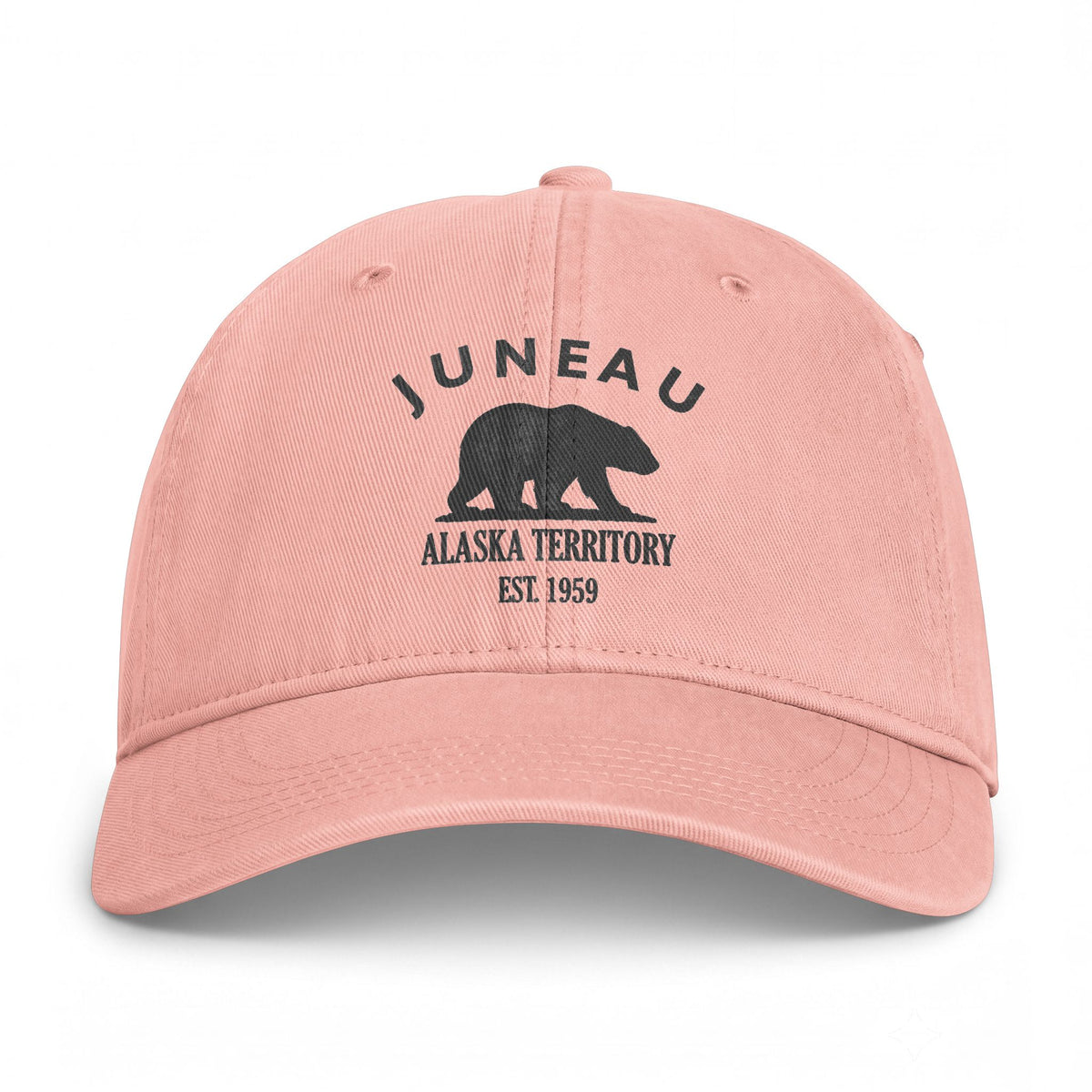 Juneau Alaska Distressed Cotton Cap - Charcoal Print Logo