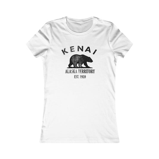 Kenai Alaska Vintage Retro Womens Fitted Ringspun Cotton Tee - Black Logo
