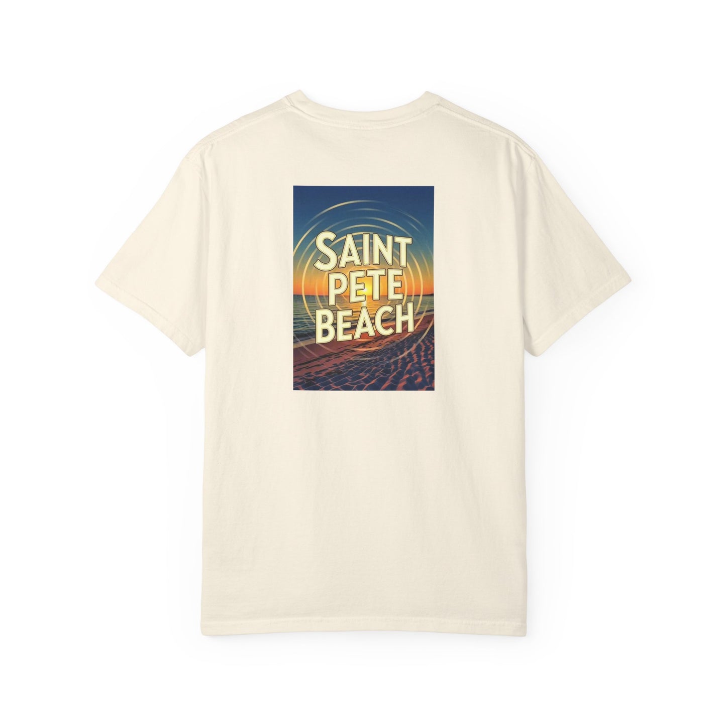 St Pete Beach Florida Vintage Retro Back Printed Art Series Cotton Tee - Black Logo