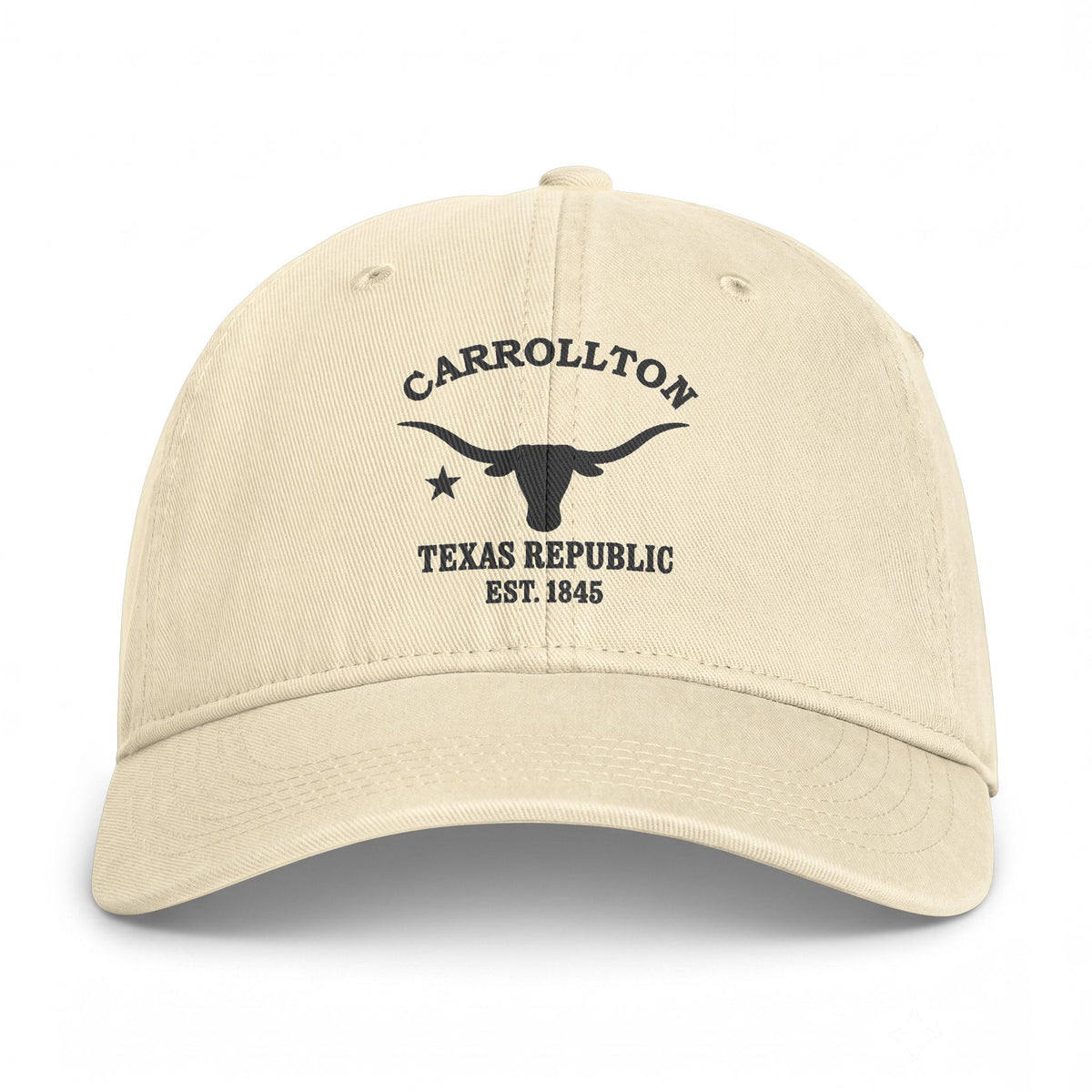 Carrollton Texas Distressed Cotton Cap - Charcoal Print Logo
