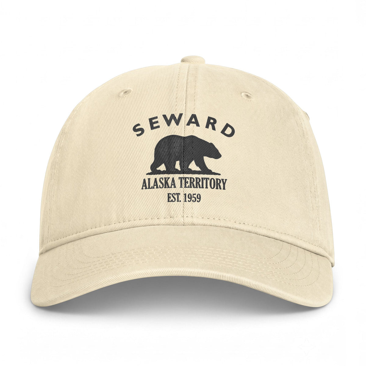 Seward Alaska Distressed Cotton Cap - Charcoal Print Logo