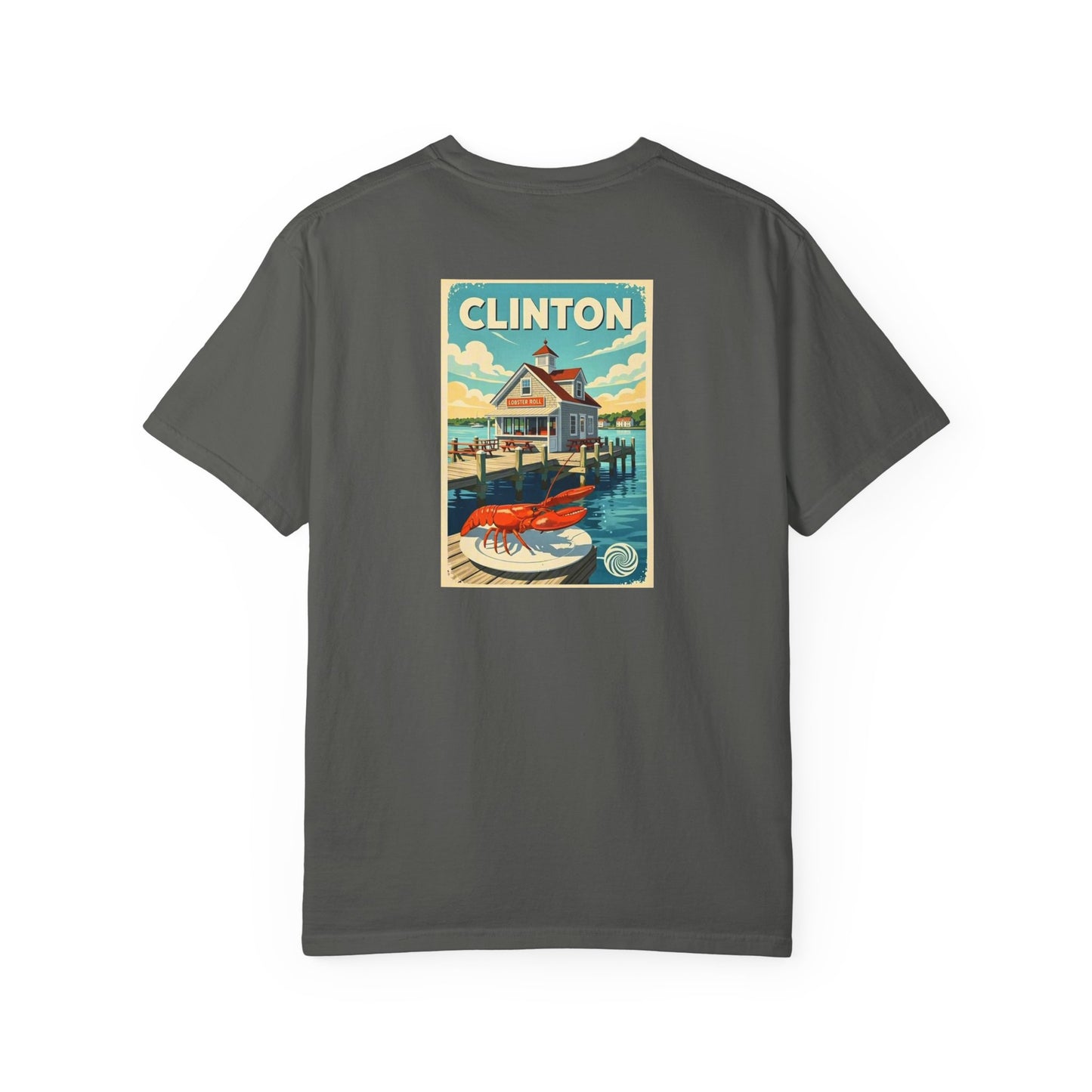 Clinton Connecticut Vintage Retro Back Printed Art Series Cotton Tee - Black Logo