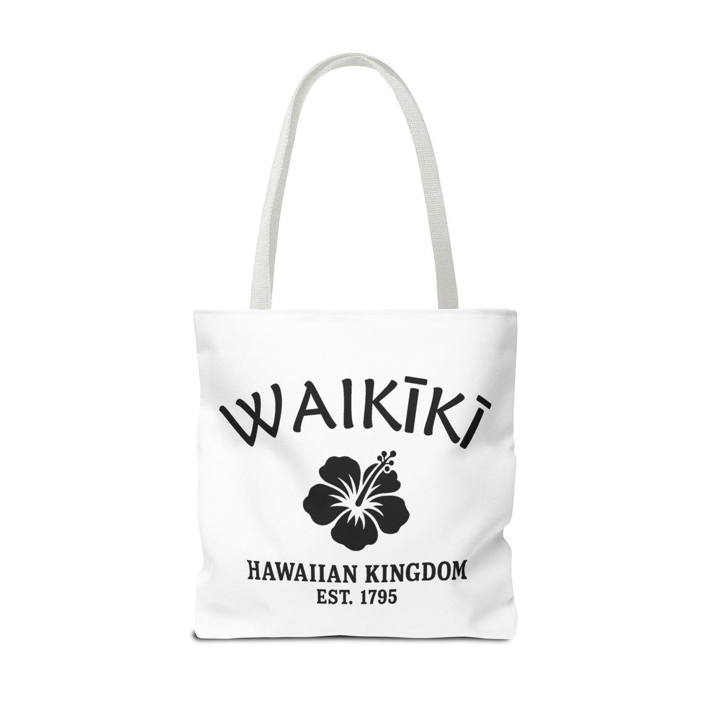 Waikiki Hawaii Vintage Retro Light Canvas Tote - Black Logo
