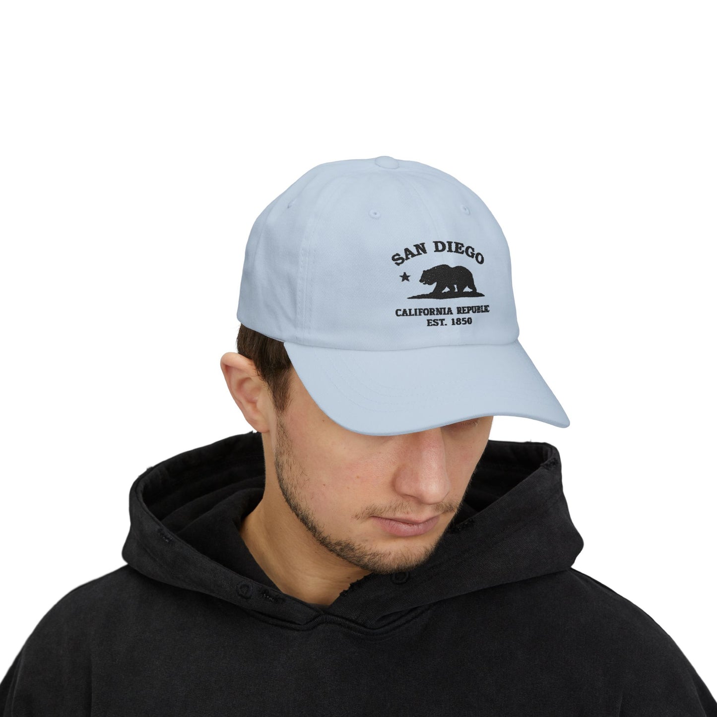 San Diego California Classic Embroidered Vintage Retro Cotton Cap - Black Logo