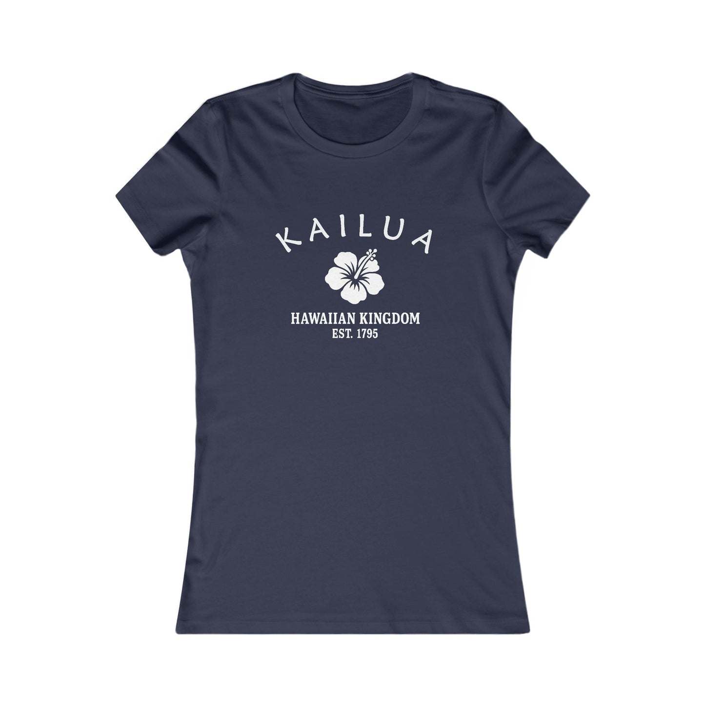 Kailua Hawaii Vintage Retro Womens Fitted Ringspun Cotton Tee - White Logo