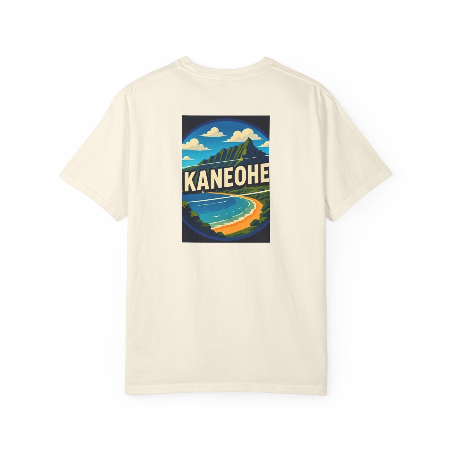 Kaneohe Hawaii Vintage Retro Back Printed Art Series Cotton Tee - Black Logo