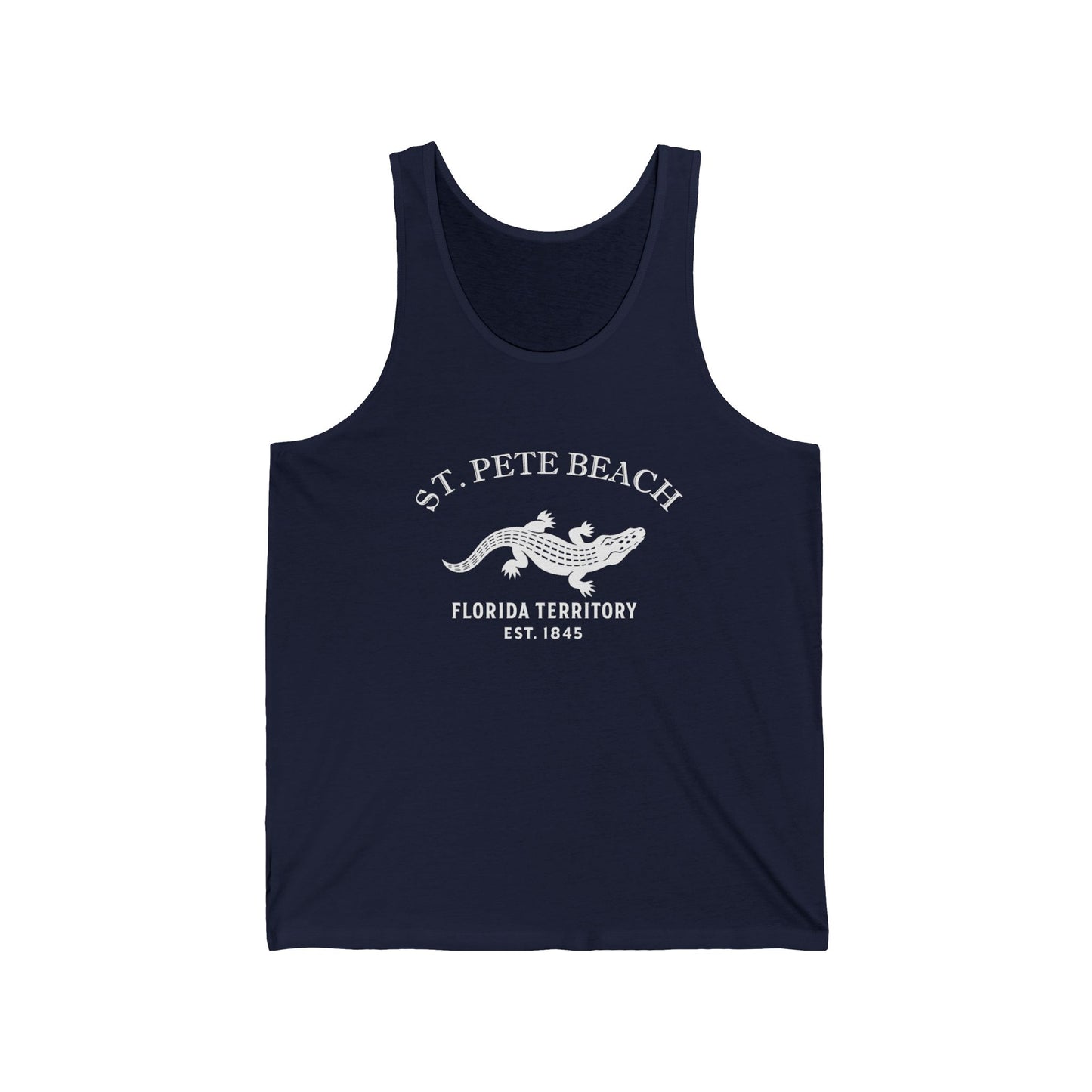 St Pete Beach Florida Vintage Retro Unisex Cotton Jersey Tank Top - White Logo