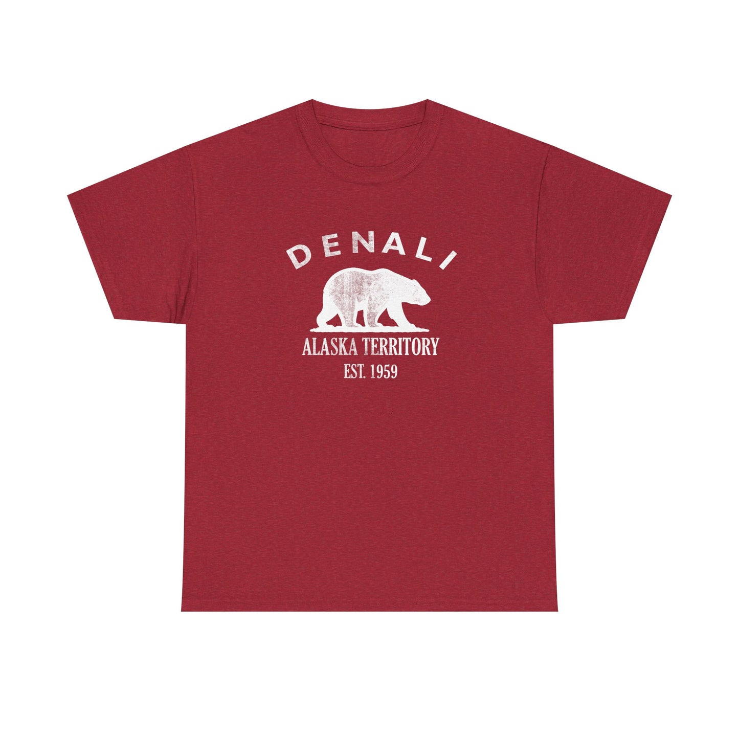 Denali Alaska Vintage Retro Unisex Heavy Cotton Tee - White Logo