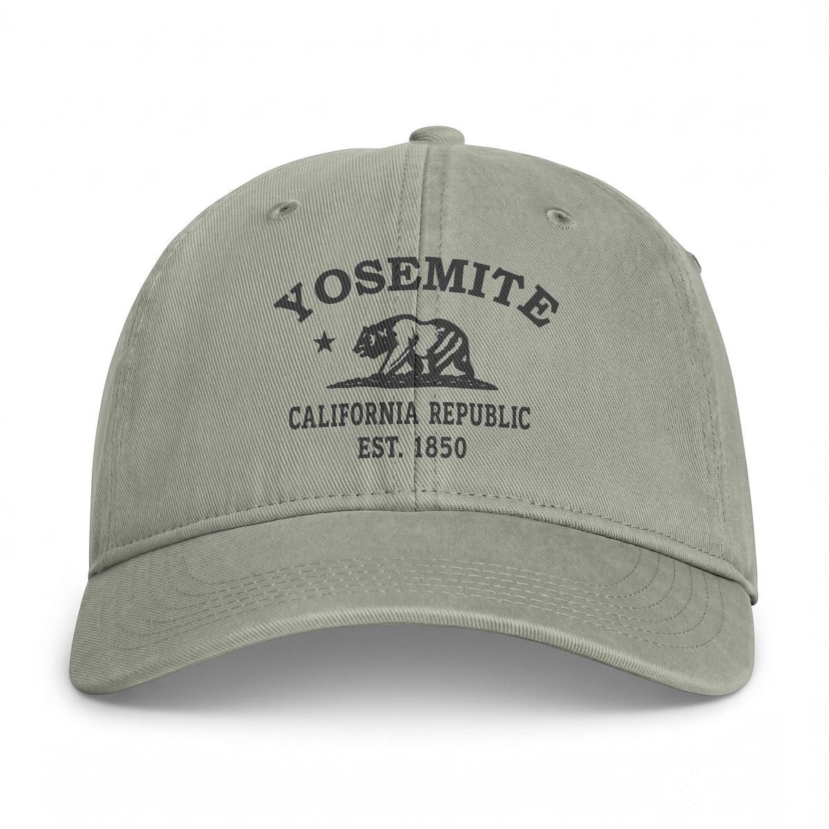 Yosemite California Distressed Cotton Cap - Charcoal Print Logo