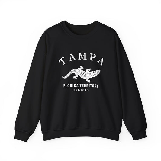 Tampa Florida Vintage Retro Unisex Heavy Crewneck Sweatshirt - White Logo