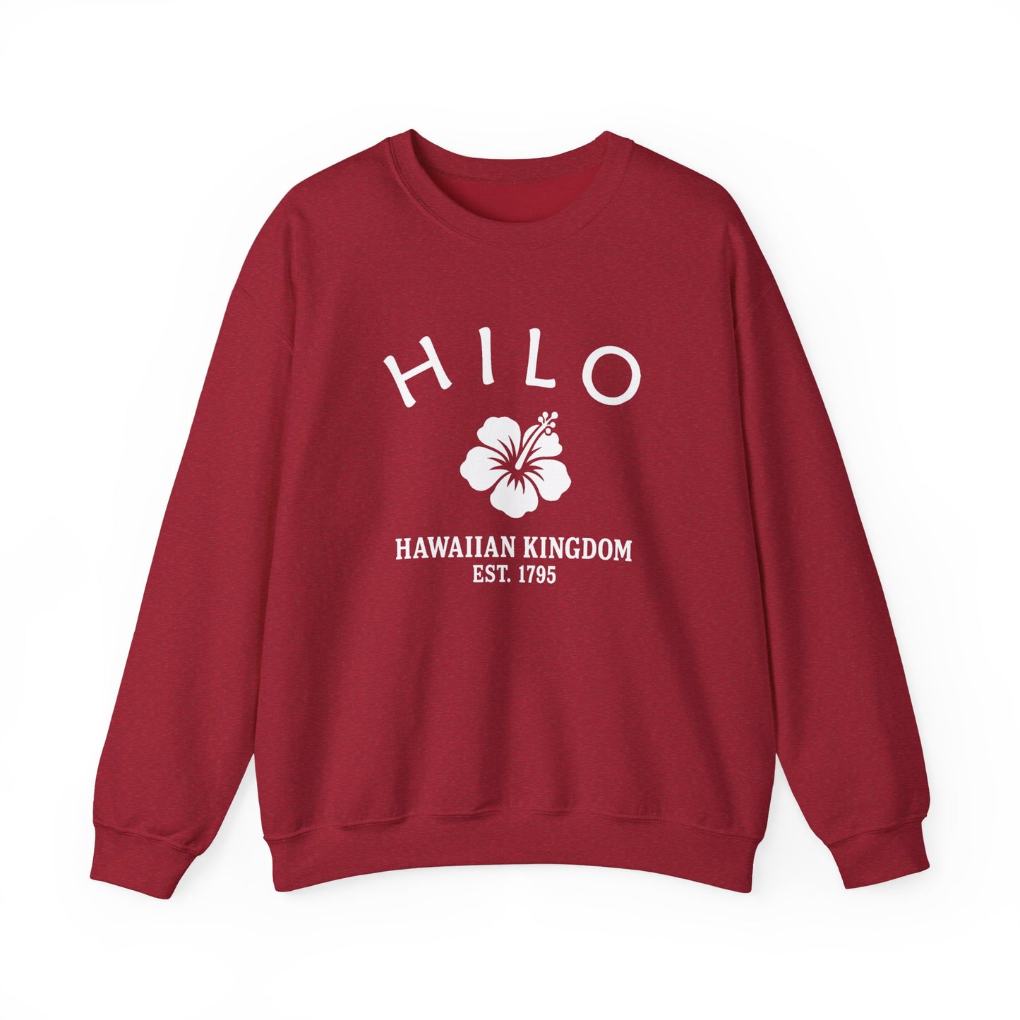 Hilo Hawaii Vintage Retro Unisex Heavy Crewneck Sweatshirt - White Logo