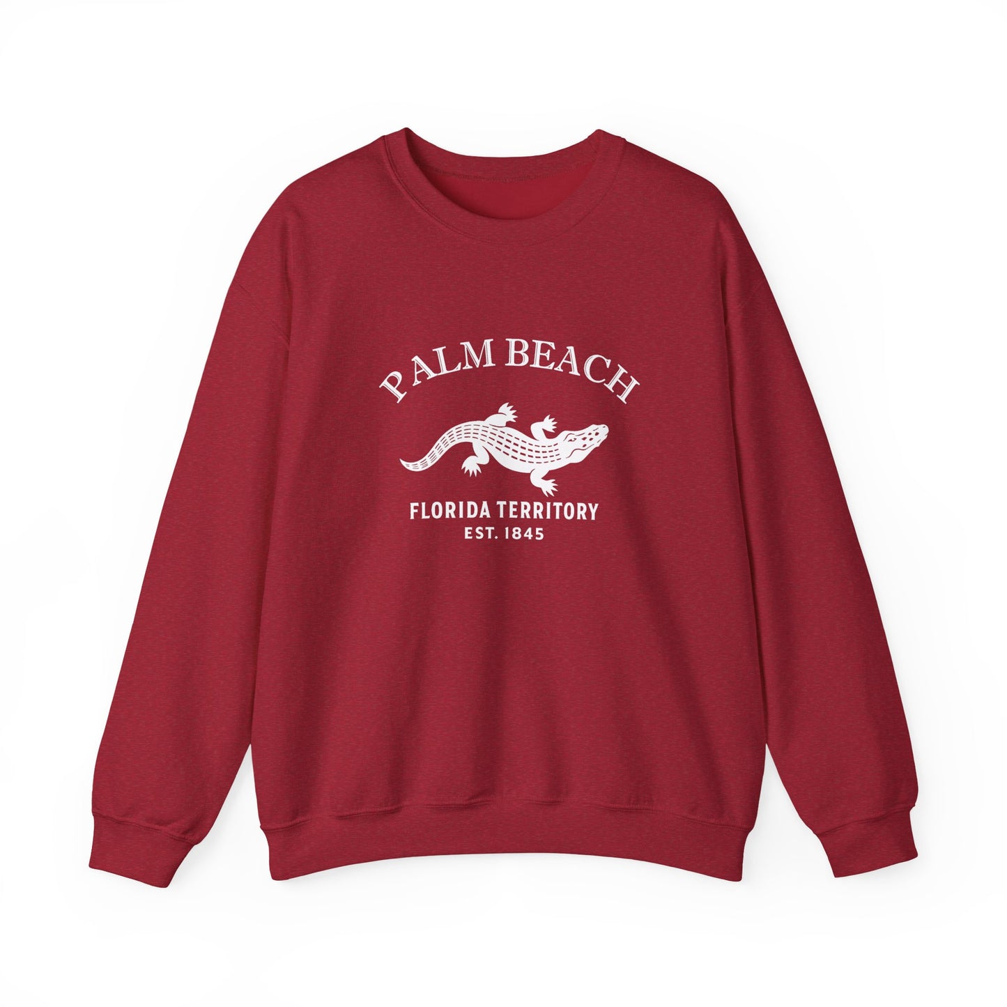 Palm Beach Florida Vintage Retro Unisex Heavy Crewneck Sweatshirt - White Logo