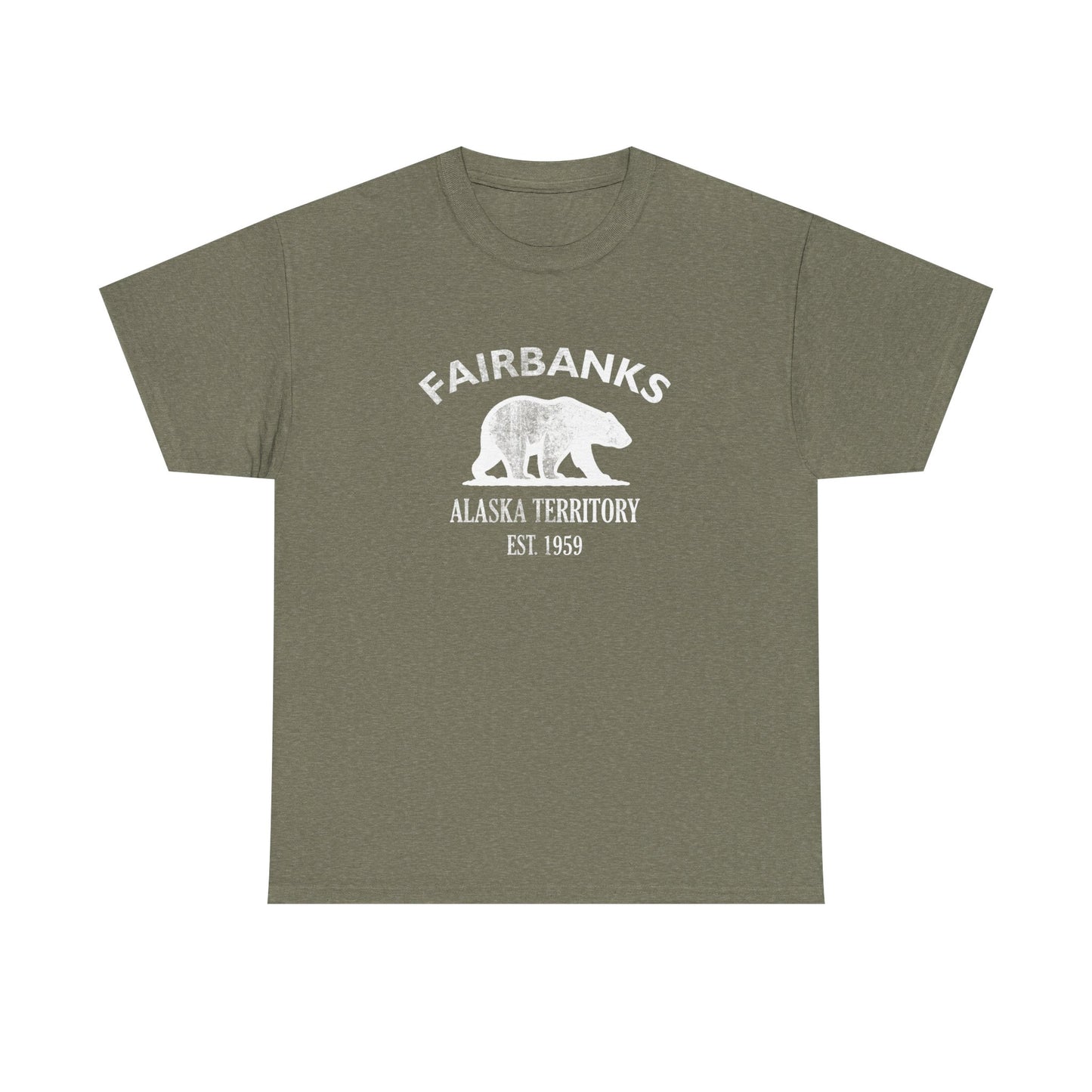 Fairbanks Alaska Vintage Retro Unisex Heavy Cotton Tee - White Logo