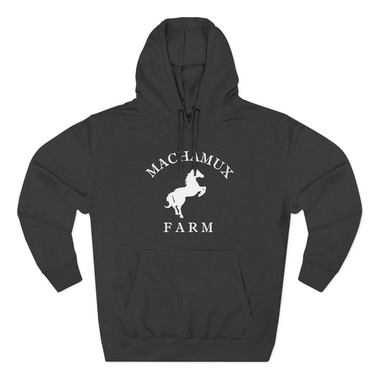 Machamux Farm Vintage Retro Unisex Heavy Cotton Hoodie - White Logo