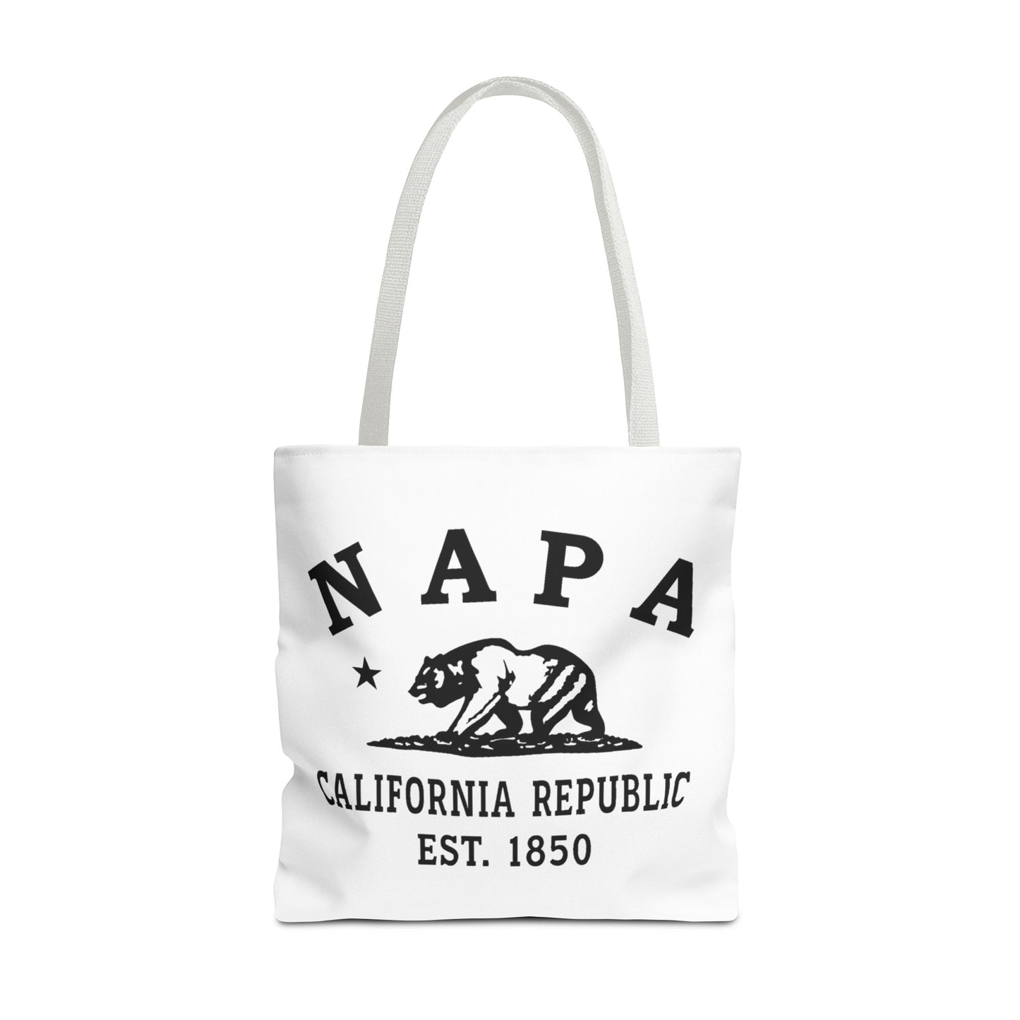 Napa California Vintage Retro Light Canvas Tote - Black Logo