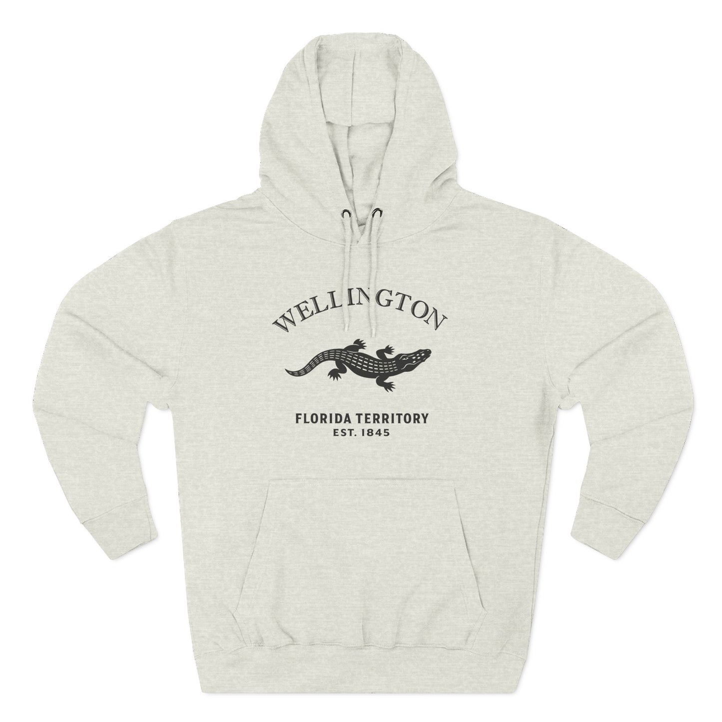 Wellington Florida Vintage Retro Unisex Heavy Cotton Hoodie - Black Logo
