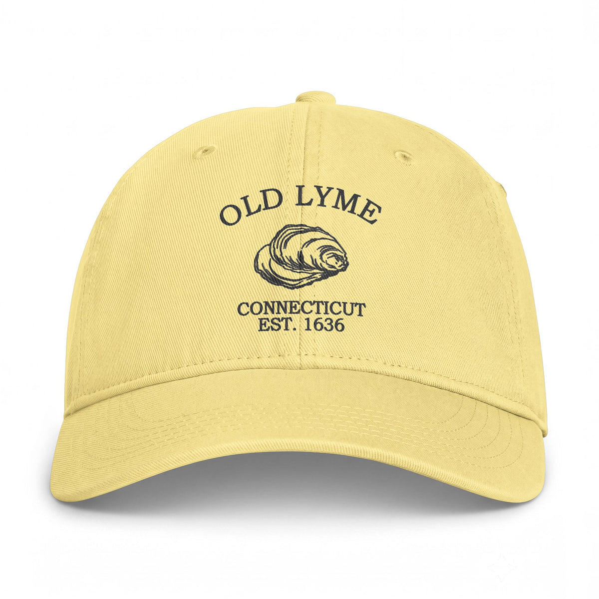 Old Lyme Connecticut Distressed Cotton Cap - Charcoal Print Logo