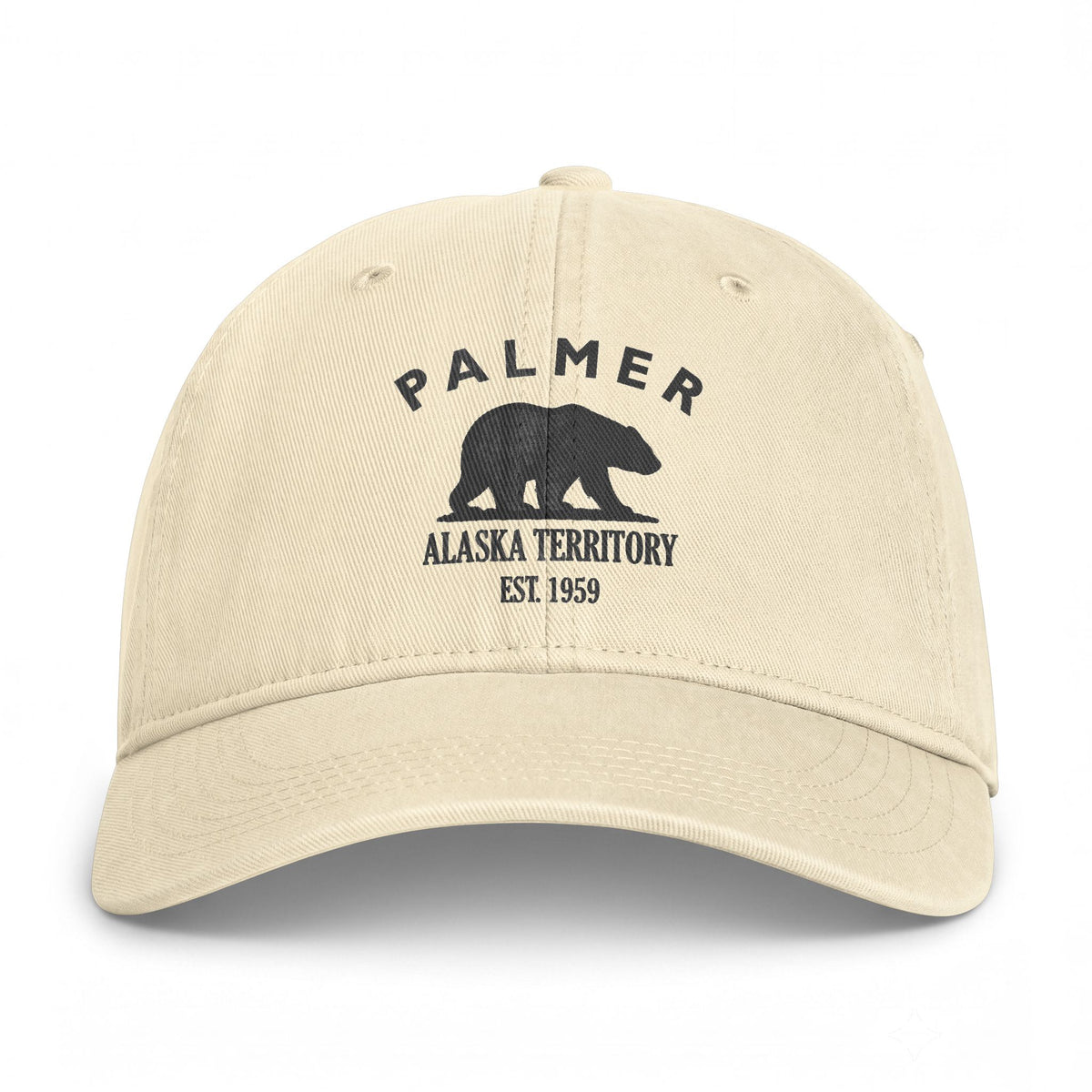 Palmer Alaska Distressed Cotton Cap - Charcoal Print Logo