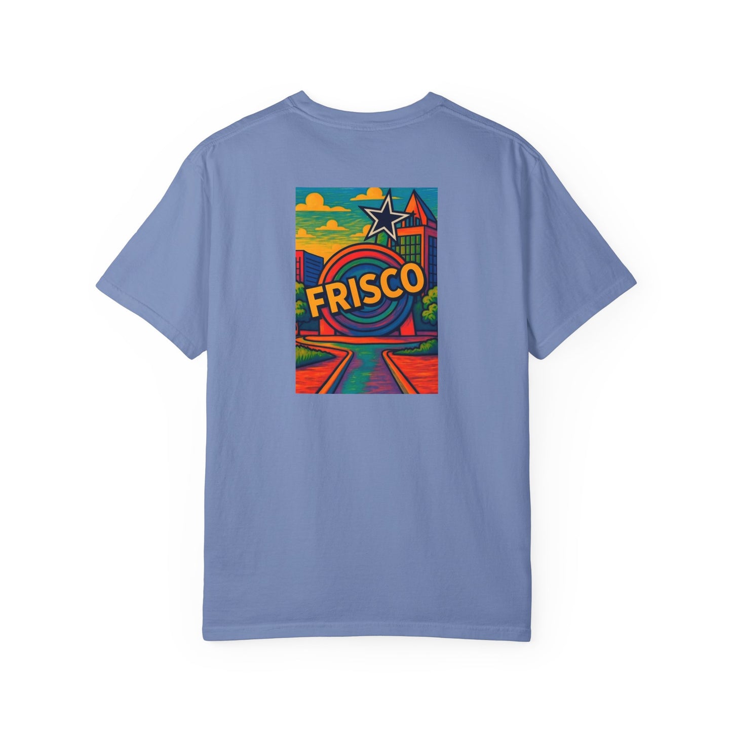 Frisco Texas Vintage Retro Back Printed Art Series Cotton Tee - Black Logo