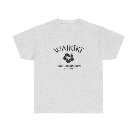 Waikiki Hawaii Vintage Retro Unisex Heavy Cotton Tee - Black Logo