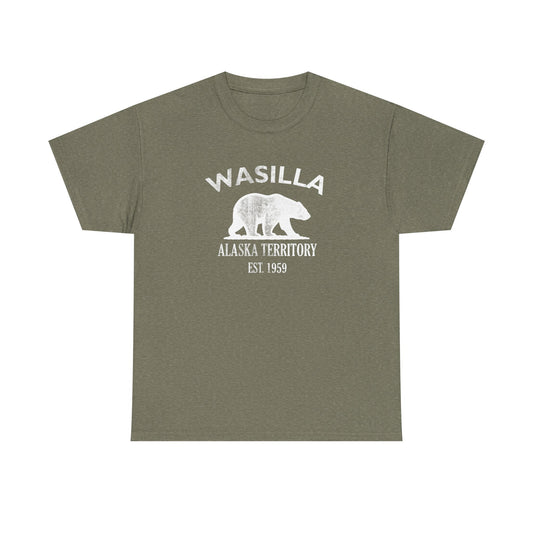 Wasilla Alaska Vintage Retro Unisex Heavy Cotton Tee - White Logo