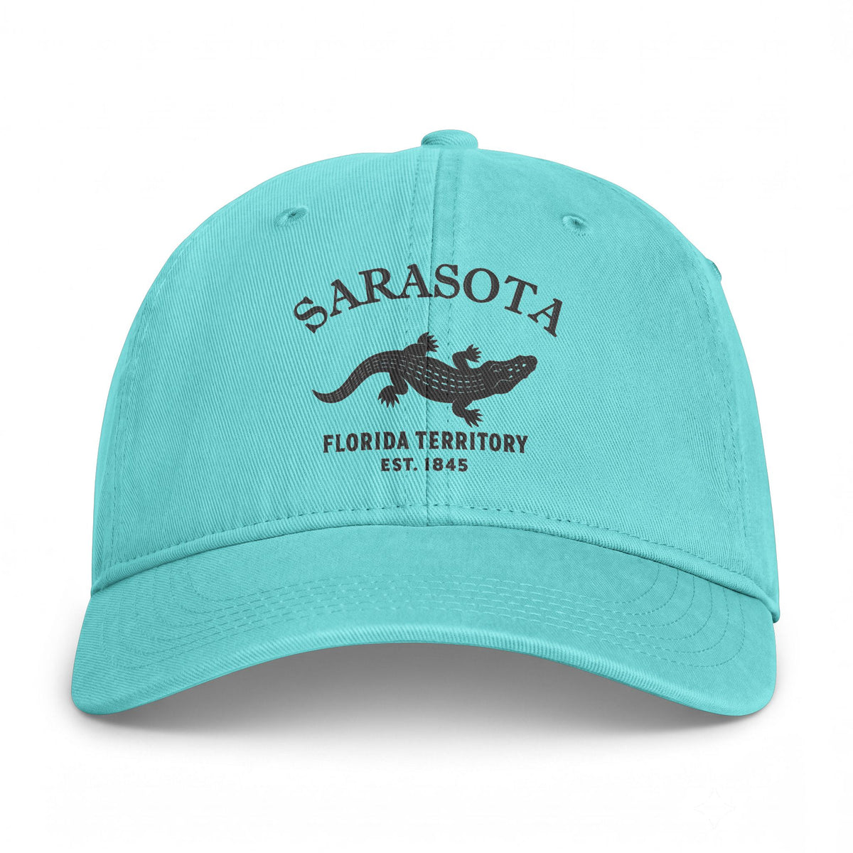 Sarasota Florida Distressed Cotton Cap - Charcoal Print Logo