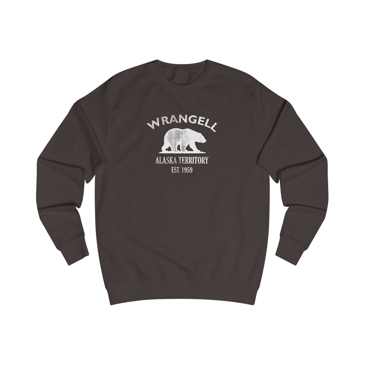 Wrangell Alaska Vintage Retro Premium Crewneck Sweatshirt - White Logo - Bottle Green