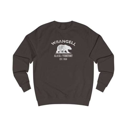 Wrangell Alaska Vintage Retro Premium Crewneck Sweatshirt - White Logo - Bottle Green