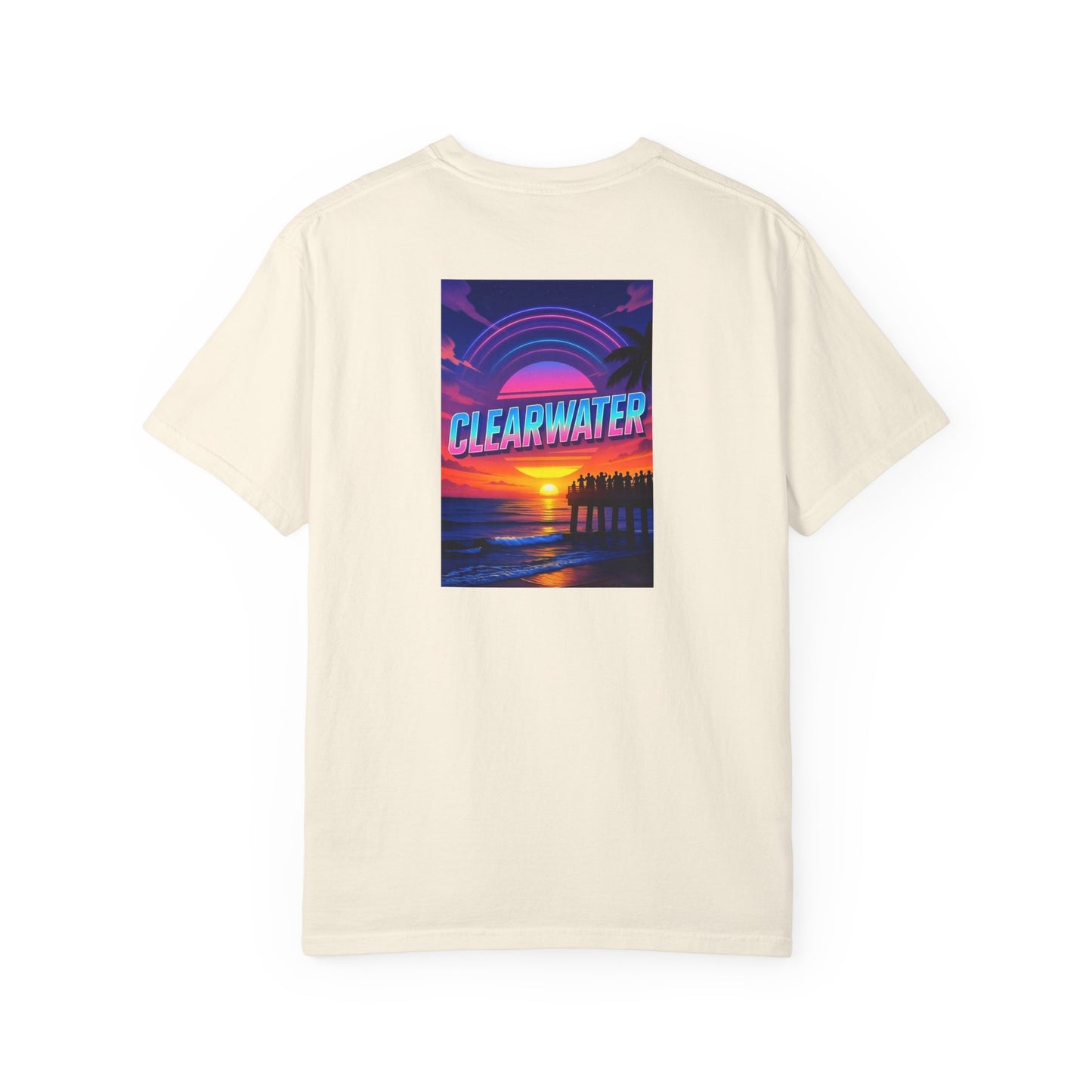 Clearwater Florida Vintage Retro Back Printed Art Series Cotton Tee - Black Logo