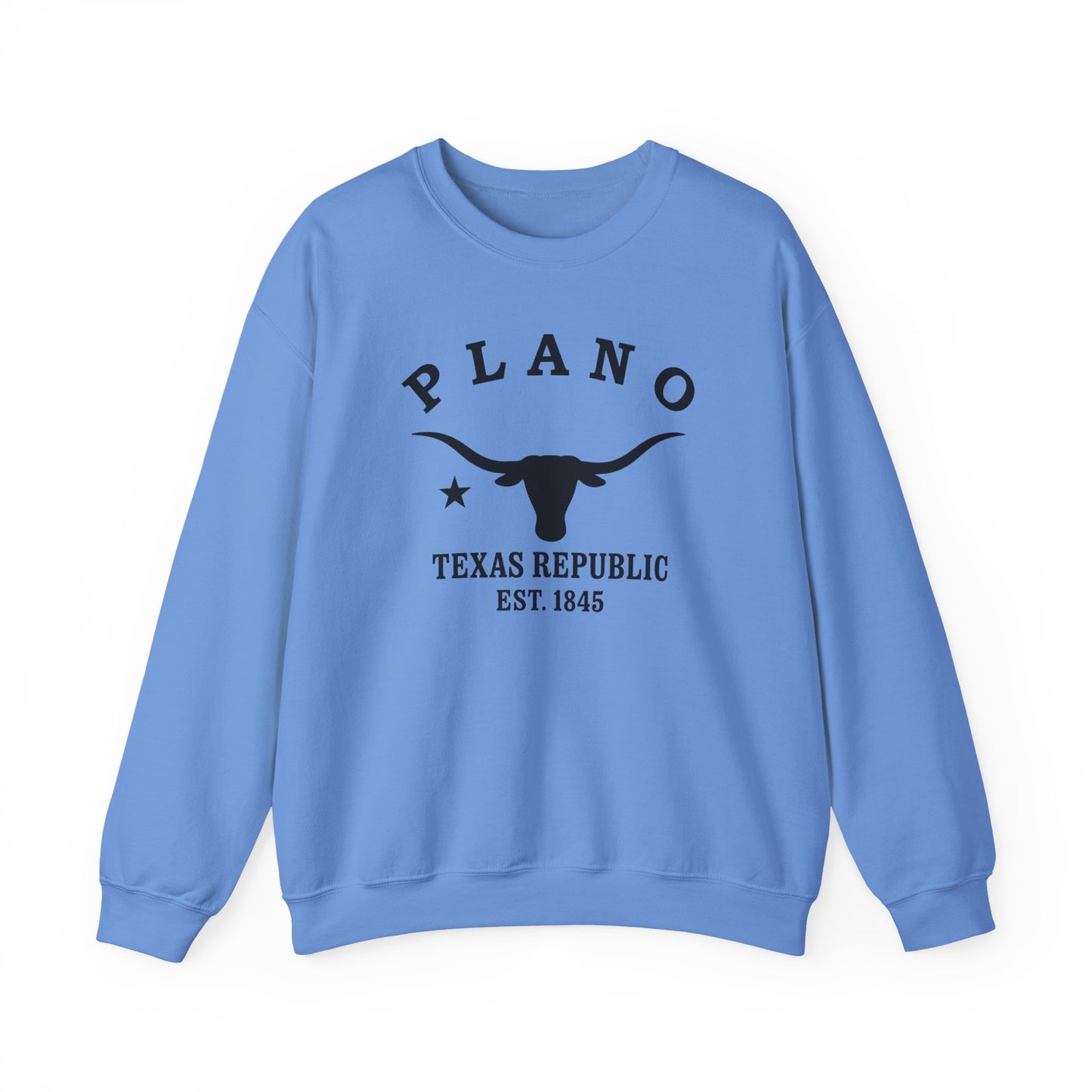 Plano Texas Vintage Retro Unisex Heavy Crewneck Sweatshirt - Black Logo