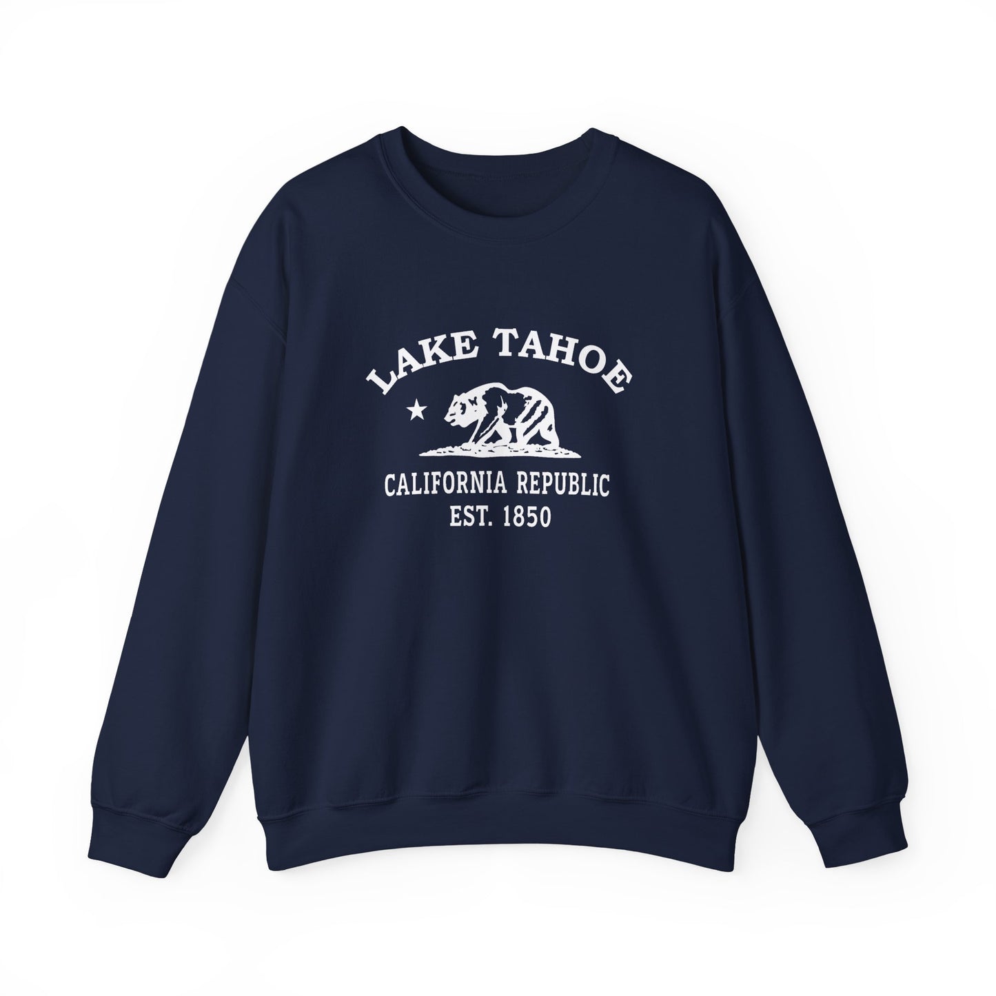 Lake Tahoe California Vintage Retro Unisex Heavy Crewneck Sweatshirt - White Logo