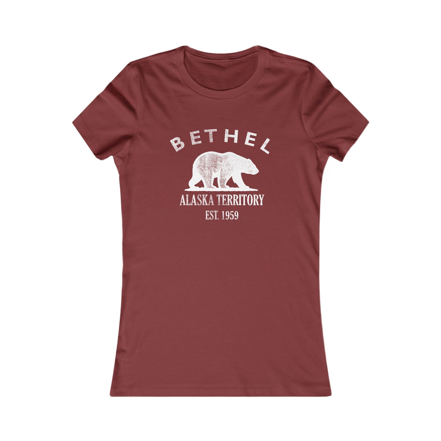 Bethel Alaska Vintage Retro Womens Fitted Ringspun Cotton Tee - White Logo