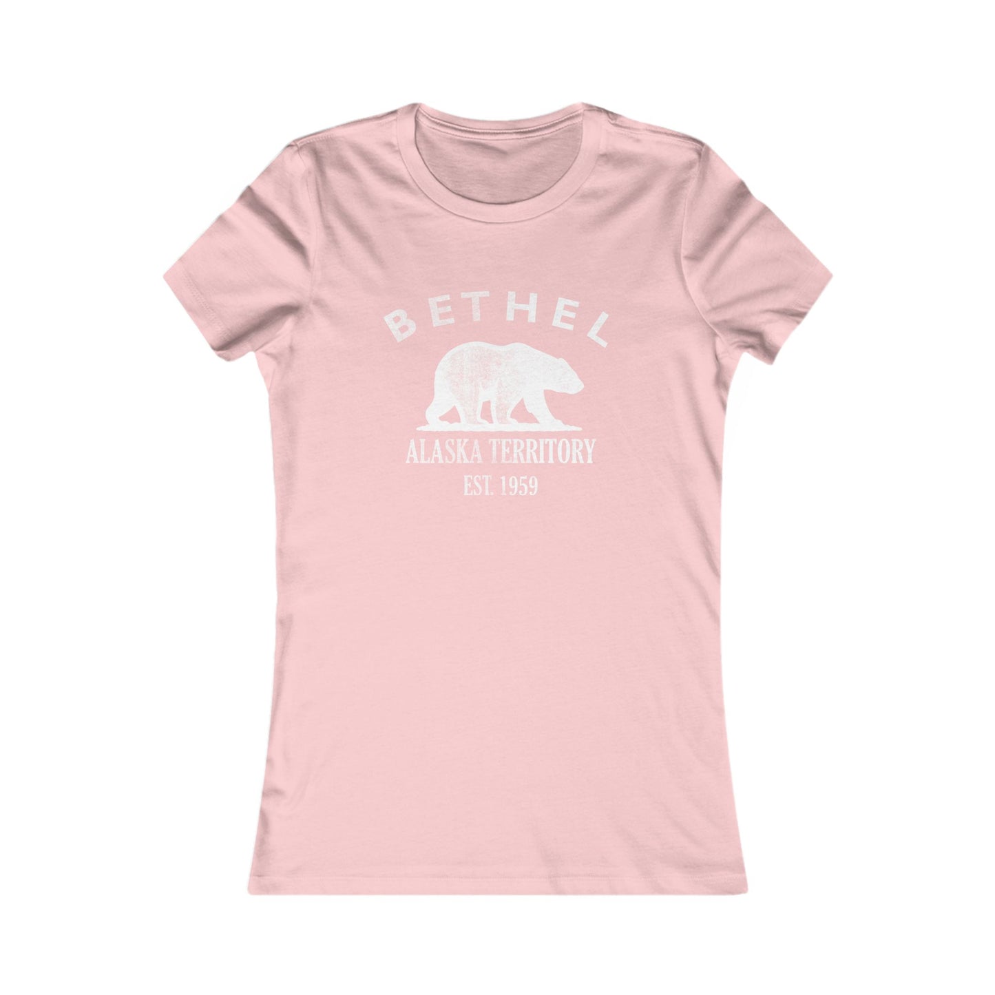 Bethel Alaska Vintage Retro Womens Fitted Ringspun Cotton Tee - White Logo