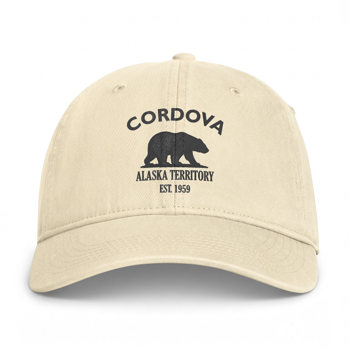 Cordova Alaska Distressed Cotton Cap - Charcoal Print Logo