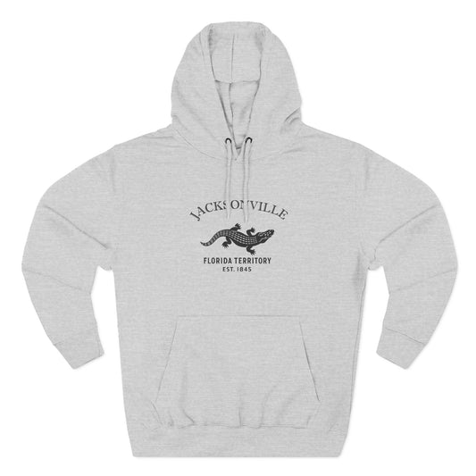 Jacksonville Florida Vintage Retro Unisex Heavy Cotton Hoodie - Black Logo