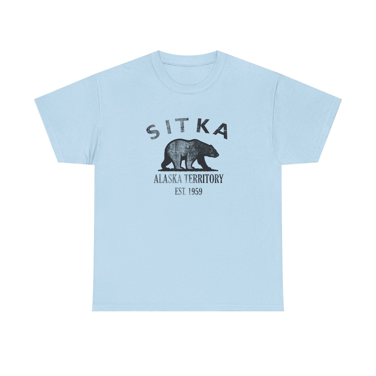 Sitka Alaska Vintage Retro Unisex Heavy Cotton Tee - Black Logo