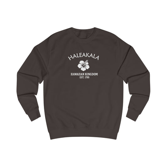 Haleakala Hawaii Vintage Retro Premium Crewneck Sweatshirt - White Logo - Bottle Green
