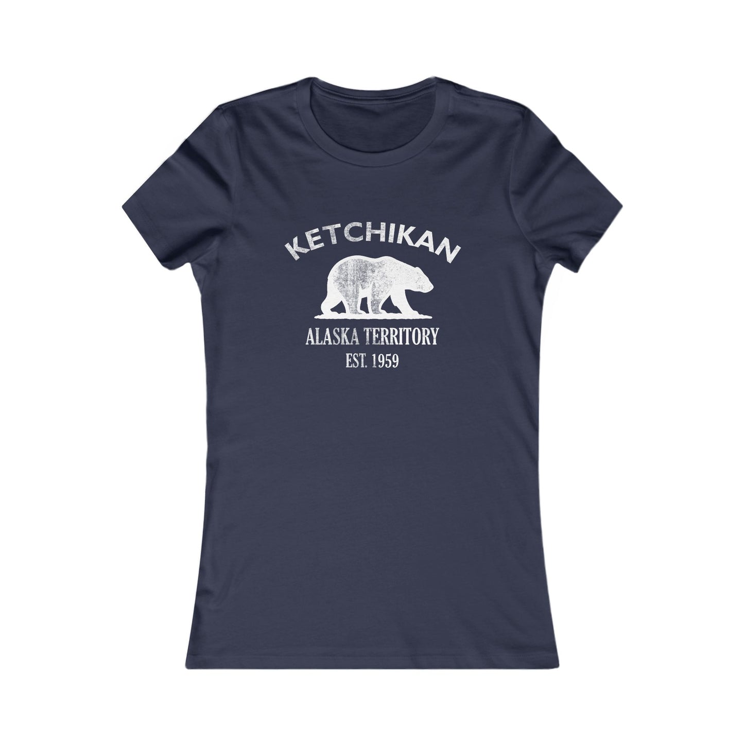 Ketchikan Alaska Vintage Retro Womens Fitted Ringspun Cotton Tee - White Logo