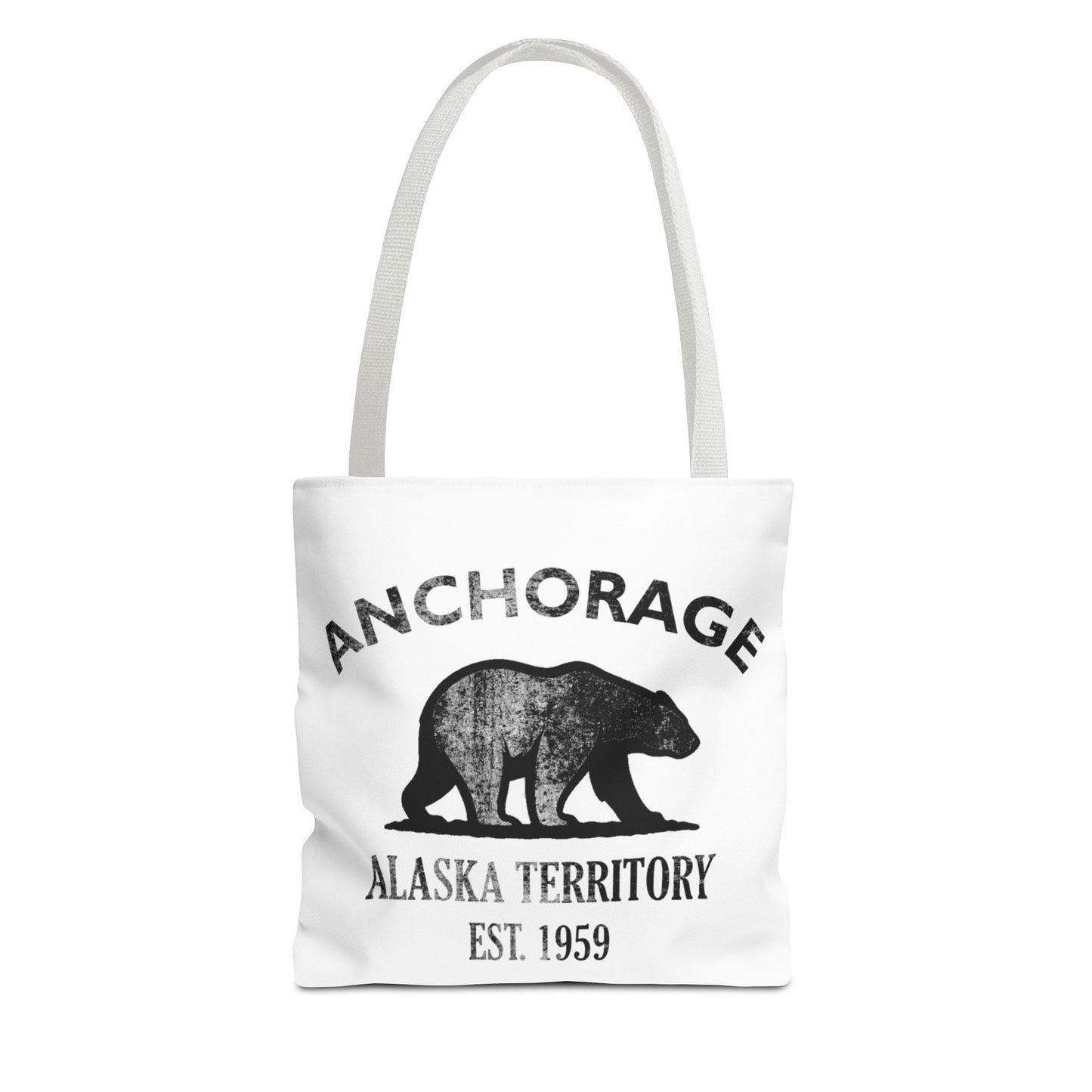 Anchorage Alaska Vintage Retro Light Canvas Tote - Black Logo
