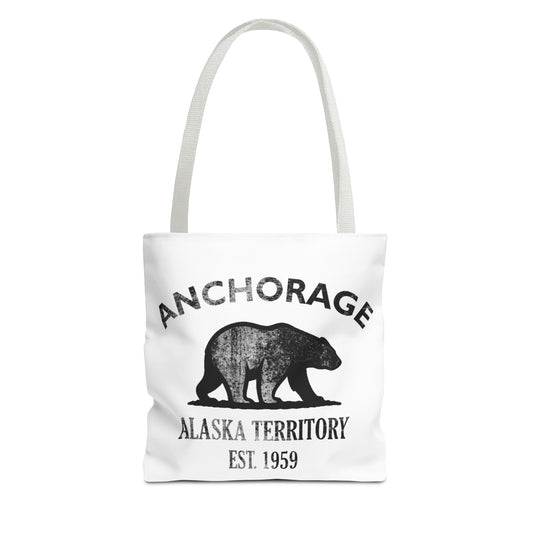 Anchorage Alaska Vintage Retro Light Canvas Tote - Black Logo