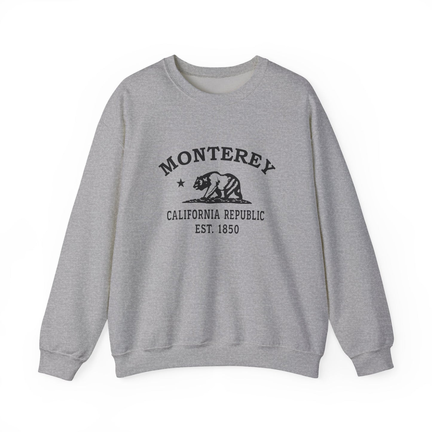 Monterey California Vintage Retro Unisex Heavy Crewneck Sweatshirt - Black Logo