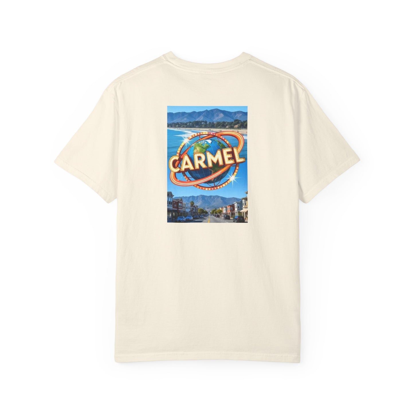 Carmel California Vintage Retro Back Printed Art Series Cotton Tee - Black Logo