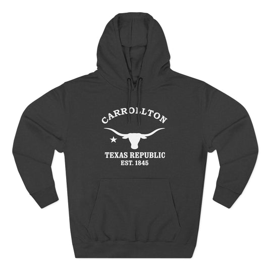 Carrollton Texas Vintage Retro Unisex Heavy Cotton Hoodie - White Logo