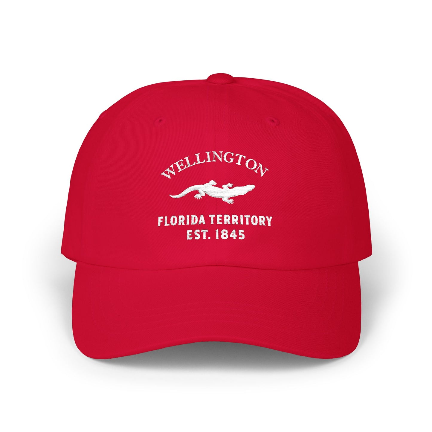Wellington Florida Classic Embroidered Vintage Retro Cotton Cap - White Logo