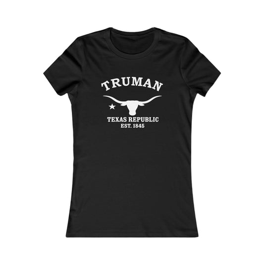 Truman Texas Vintage Retro Womens Fitted Ringspun Cotton Tee - White Logo