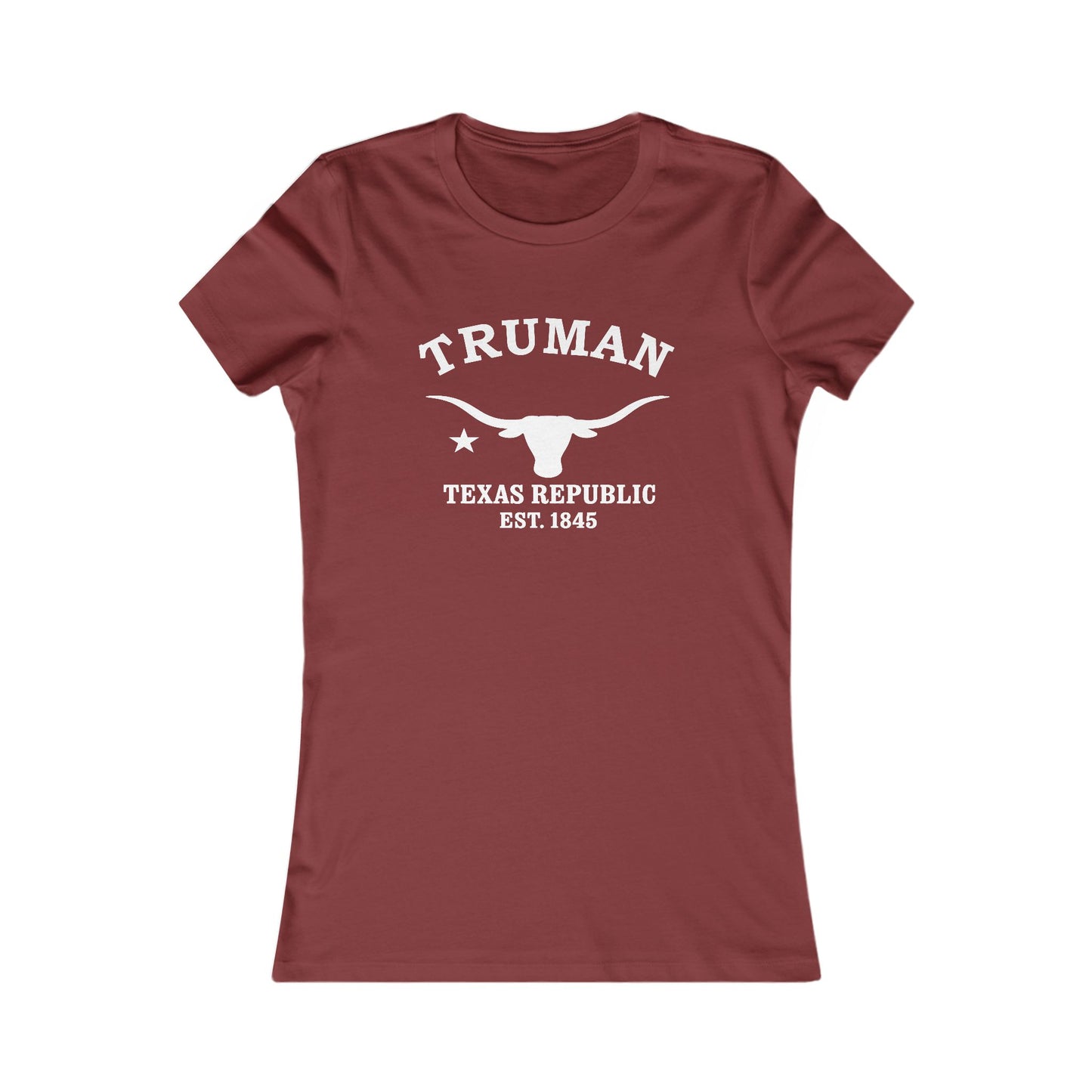Truman Texas Vintage Retro Womens Fitted Ringspun Cotton Tee - White Logo