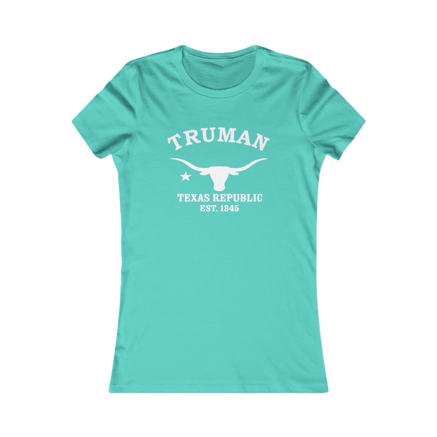 Truman Texas Vintage Retro Womens Fitted Ringspun Cotton Tee - White Logo
