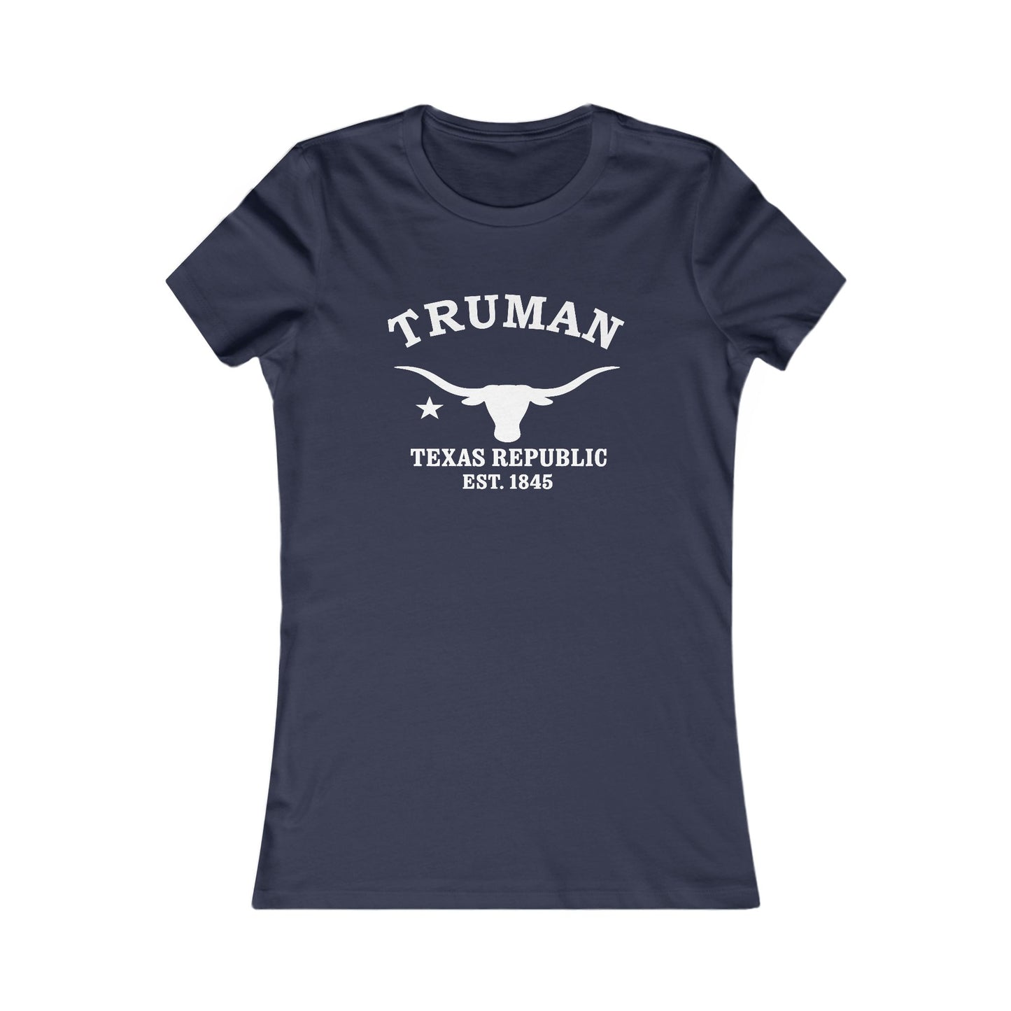 Truman Texas Vintage Retro Womens Fitted Ringspun Cotton Tee - White Logo